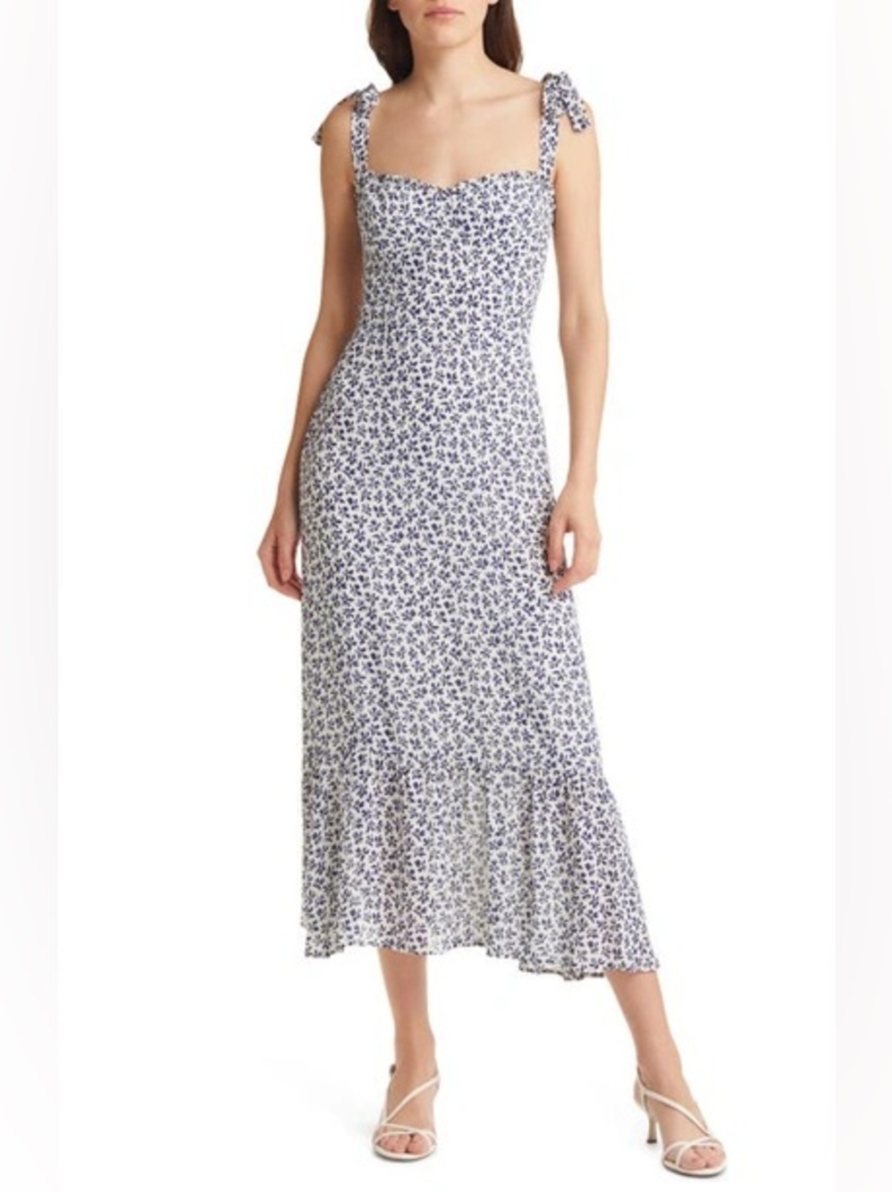 Reformation Nikita Blue Floral Tie Dress